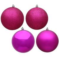 View 1" Matte/Shiny/Sequin/Glitter Fuchsia Ball 4-Finish (36 Pack)