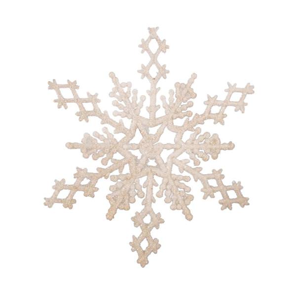 4" Ivory Glitter Snowflake Christmas Ornament (24 Pack)