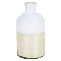 Vickerman 8" White Glass Bottle with Gold Base