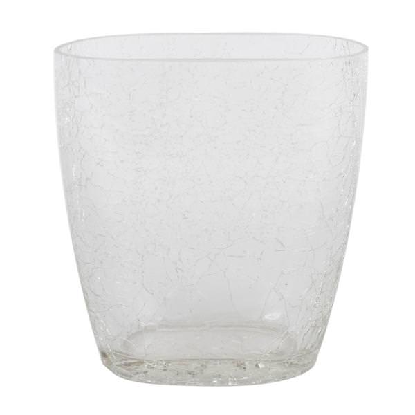 8.6" Clear Crackle Glass Oval Vase