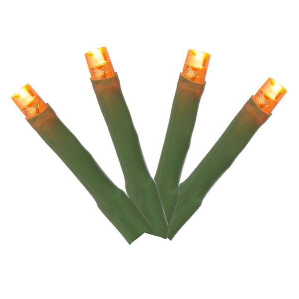 144 Light 24' Green Wire Orange Wide Angle LED Lights with 2" Spacing