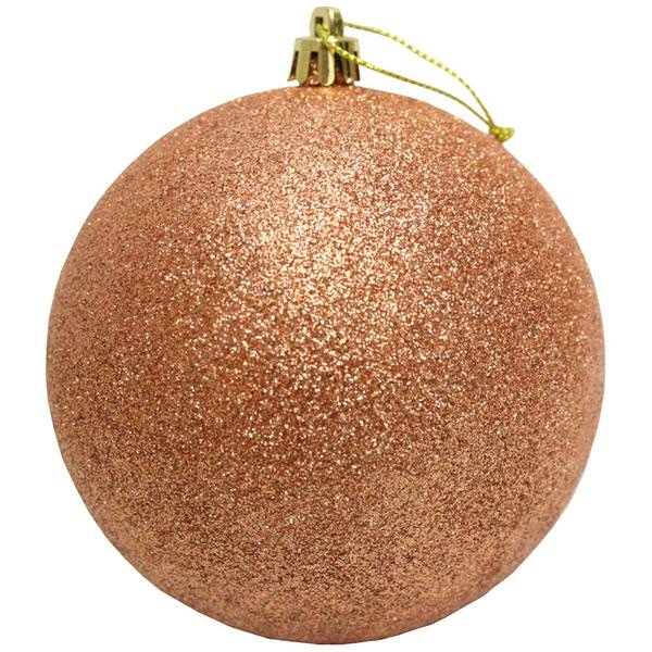 3" Rose Gold Glitter Ball Ornament (12 pack)