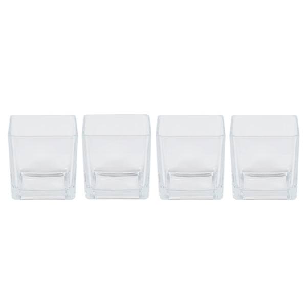 3" Clear Cube Glass Vase (Set of 4)