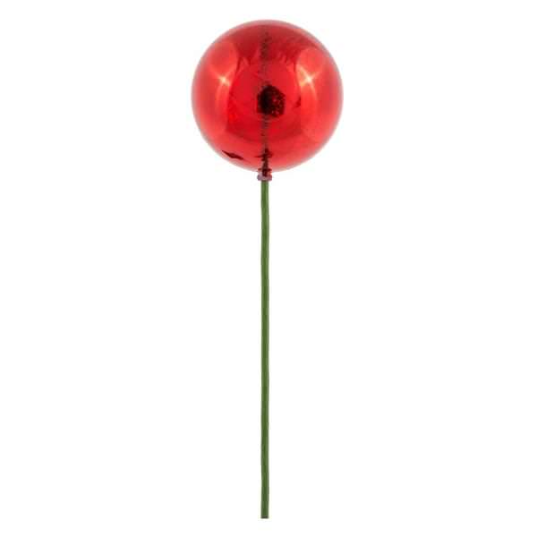 18" Red Mercury Ball Ornament Pick (6 pack)