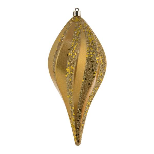8" Copper Gold Candy Swirl Drop Ornament (3 pack)