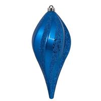 View 8"  Blue Candy Swirl Drop Ornament (3 pack)