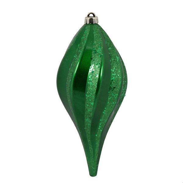 12" Green Candy Swirl Drop Ornament