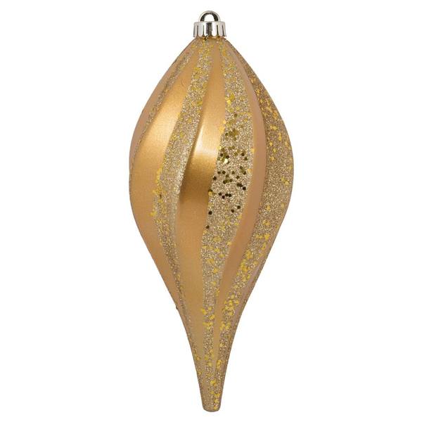 8" Gold Candy Swirl Drop Ornament (3 pack)