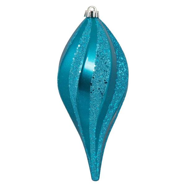 8" Turquoise Candy Swirl Drop Ornament (3 pack)
