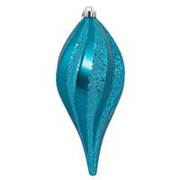 Vickerman 8" Turquoise Candy Swirl Drop Ornament (3 pack)