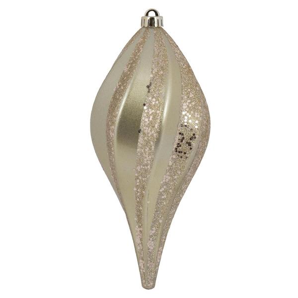 12" Champagne Candy Swirl Drop Ornament