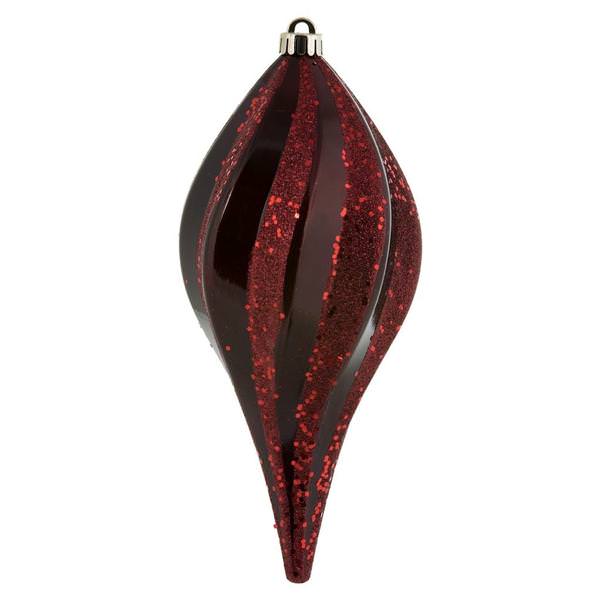 12" Burgundy Candy Swirl Drop Ornament