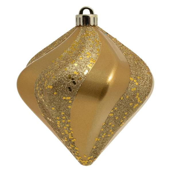 6" Gold Candy Swirl Diamond Ornament (3 pack)