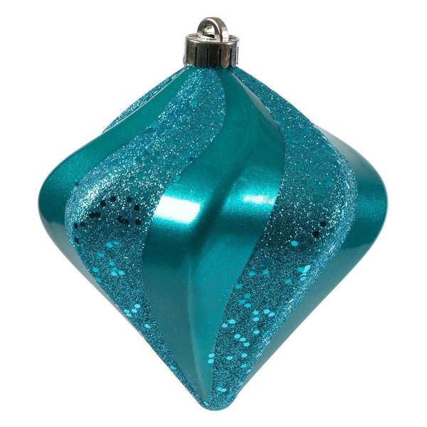 6" Turquoise Candy Swirl Diamond Ornament (3 pack)