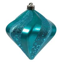 Vickerman 6" Turquoise Candy Swirl Diamond Ornament (3 pack)