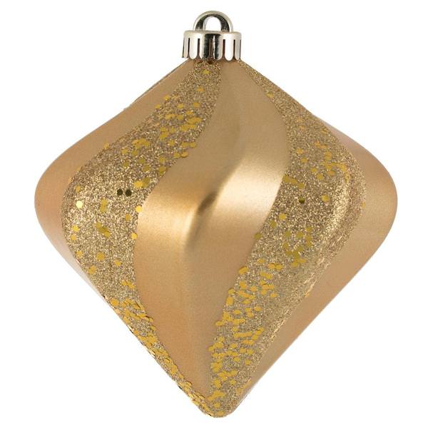 6" Copper Gold Candy Swirl Diamond Ornament (3 pack)
