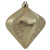 Vickerman 6" Champagne Candy Swirl Diamond Ornament (3 pack)