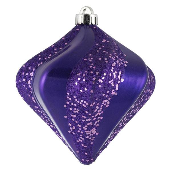 6" Purple Candy Swirl Diamond Ornament (3 pack)
