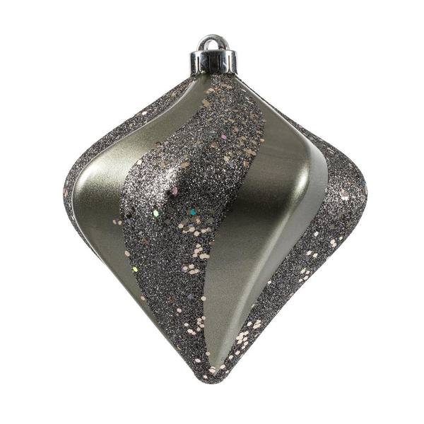 6" Pewter Candy Swirl Diamond Ornament (3 pack)
