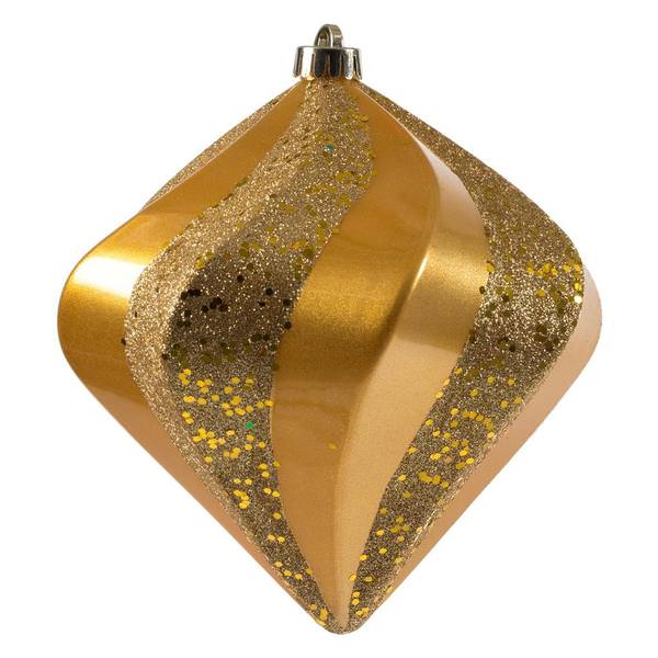 8" Gold Candy Swirl Diamond Ornament