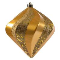 Vickerman 8" Gold Candy Swirl Diamond Ornament