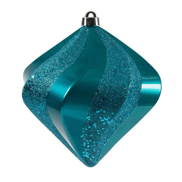 8" Turquoise Candy Swirl Diamond Ornament