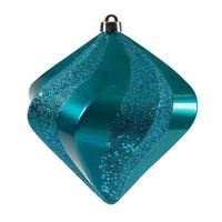 Vickerman 8" Turquoise Candy Swirl Diamond Ornament