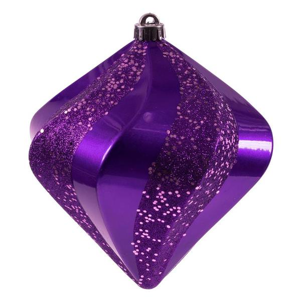 8" Purple Candy Swirl Diamond Ornament