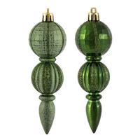 Vickerman 5" Moss Green Glitter / Matte Finial Ornament (Set of 6)