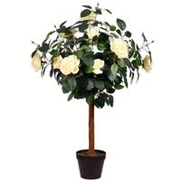 Vickerman 3' Potted Artificial White Rose Tree