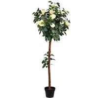 Vickerman 5' Potted Artificial White Rose Tree