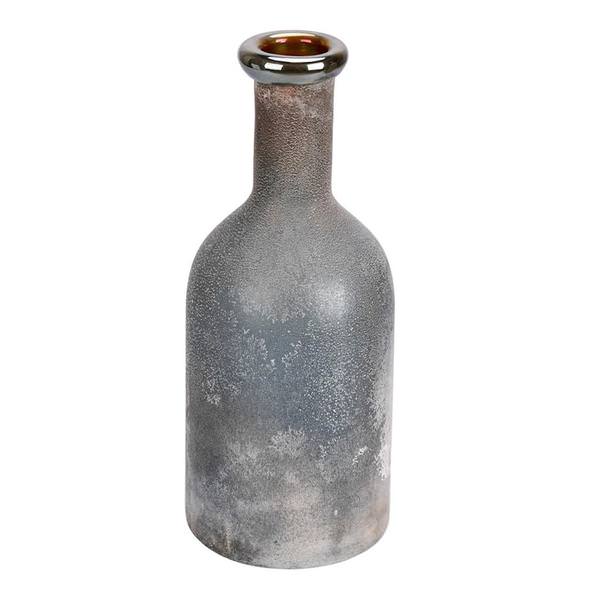 11" Slate Gray Glass Bottle Vase