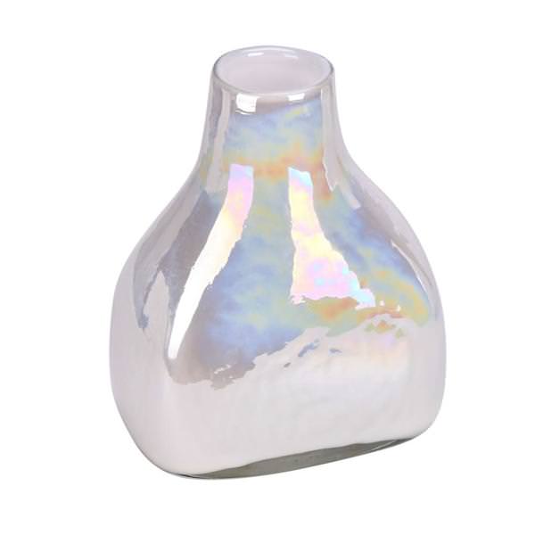 8" White Enamel Glass Bottle Vase