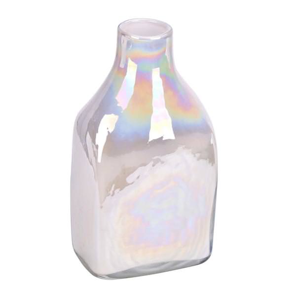 12" White Enamel Glass Bottle Vase