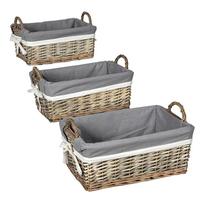 Vickerman 6-7.5" Willow Baskets with Fabric Liner (Set of 3)