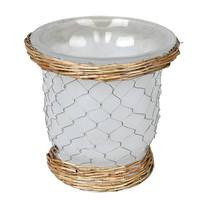 Vickerman 7.3" Frosted Glass Vase with Chicken Wire