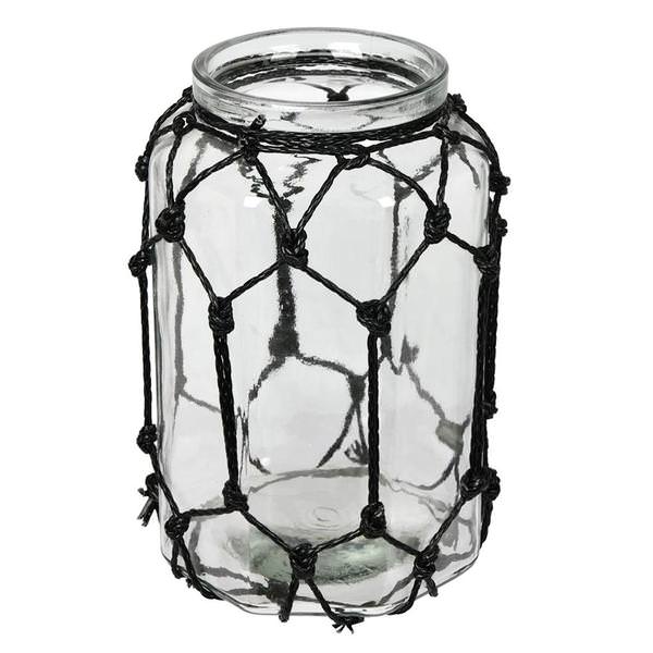 10.3" Glass Jar with Black Rope