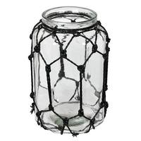 Vickerman 10.3" Glass Jar with Black Rope