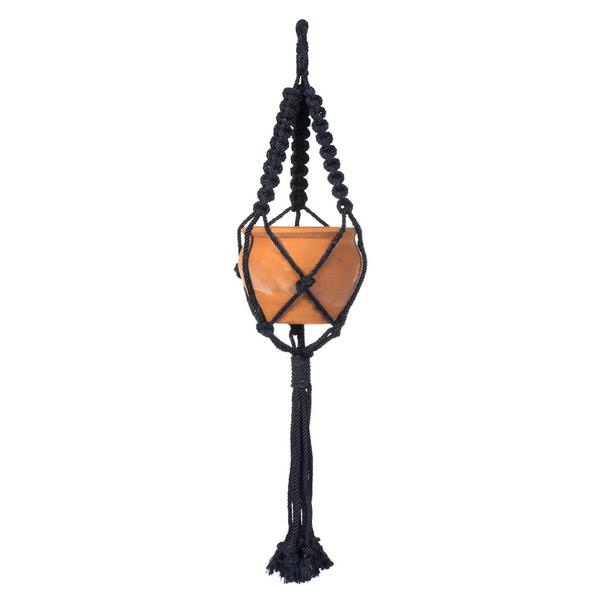 4.5" Terracotta Pot in Black Rope Hanger