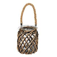 Vickerman 8.5" Glass Jar in Woven Jute with Handle
