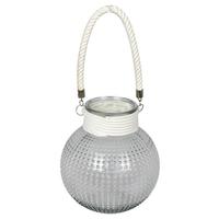 Vickerman 10" Glass Jar with White Rope Handle