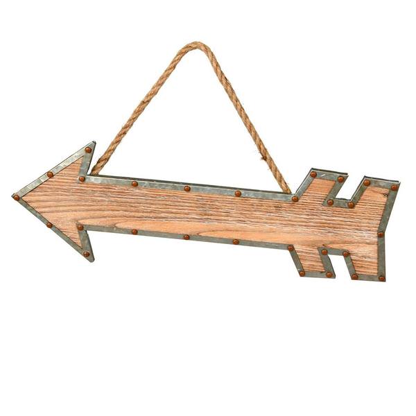 22" Rustic Arrow with Rope Hanger Wall Decor