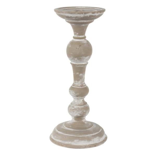 13" White Polyresin Candlestick