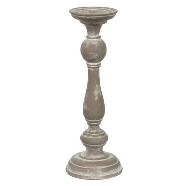17" White Polyresin Candlestick