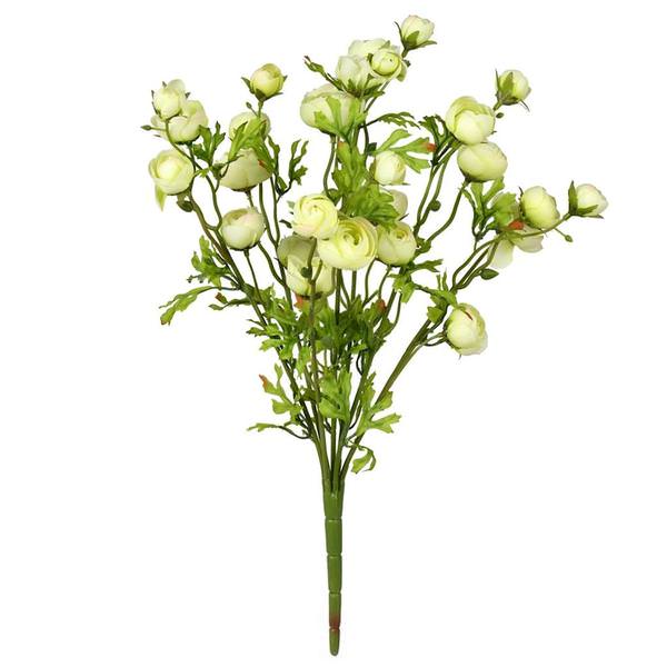 18" Artificial Light Green Ranunculus Bush