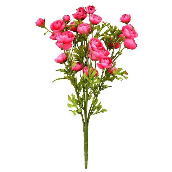 18" Artificial Pink Ranunculus Bush