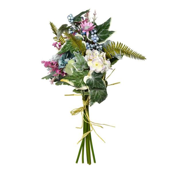 16" Artificial Rose / Hydrangea Purple Bouquet
