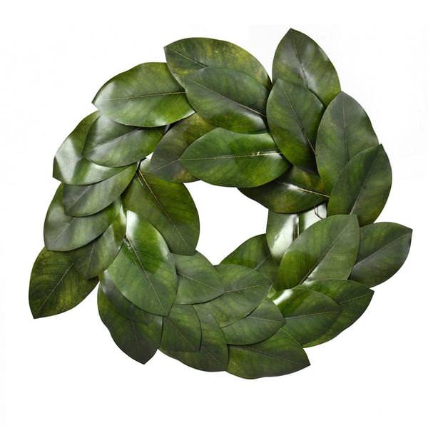 22" Artificial Green Magnolia Leaf Wreath