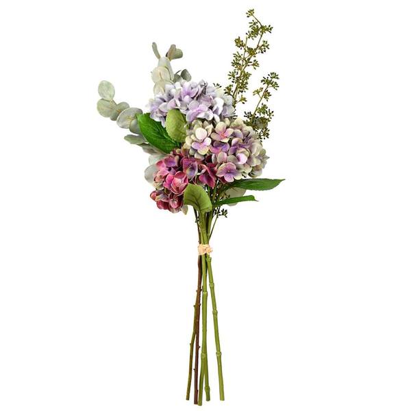 36" Artificial Gray Lilac Hydrangea Bundle Bouquet