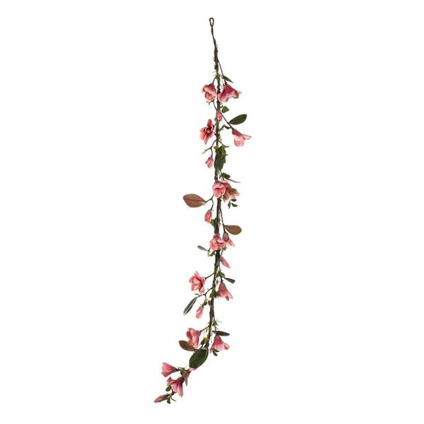 6' Artificial Dark Pink Magnolia Garland